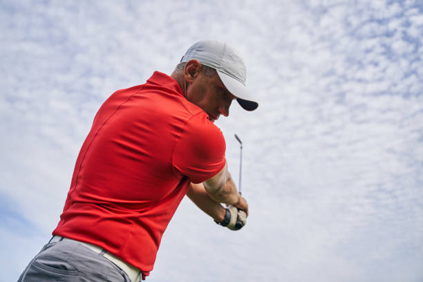istock Professional male athlete improving his golf upswing 1281079418