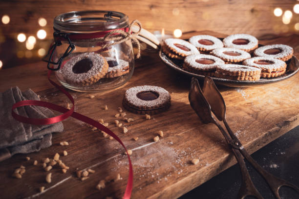 Homemade traditional linzer cookies