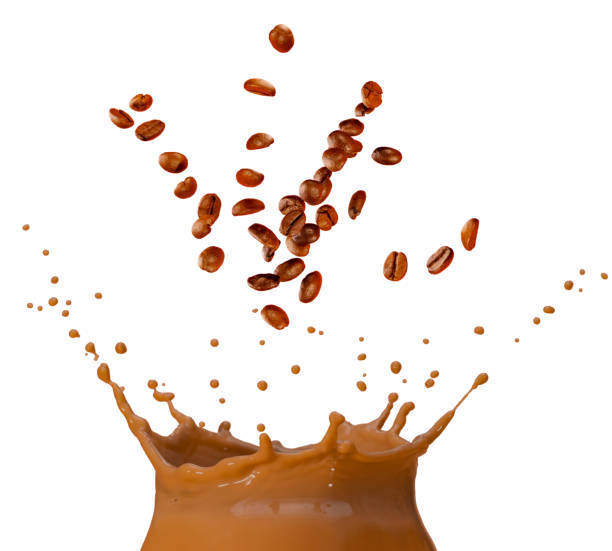 istock coffee beans flying above a dark splash crown on white background 1281081020