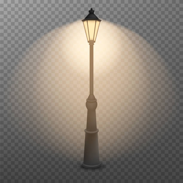 illustrations, cliparts, dessins animés et icônes de vieille lanterne lumineuse de rue isolée sur le fond transparent. illustration vectorielle. - street night street light lamp