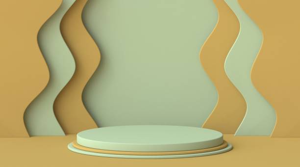 istock Abstract mock up podium with wavy background 3D 1281083584