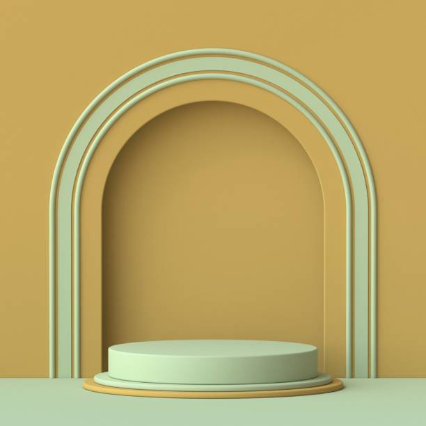 istock Abstract mock up podium with green arc 3D 1281083610