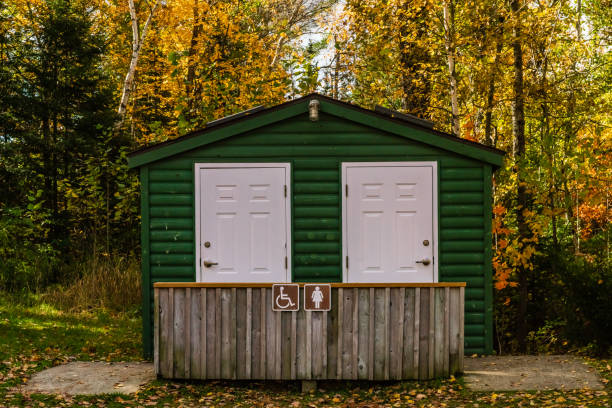 Autumn Landscape - Public Washrooms at Park - Serpent River Park, Ontario