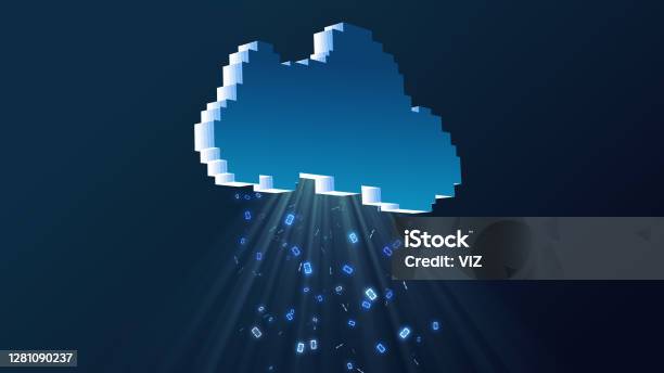 Loading Data From Computer Cloud On Black Stock Illustration - Download ...