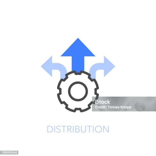 Distrebution Sign Distribution Symbol With A Cogwheel And Direction Indicators Stock ...
