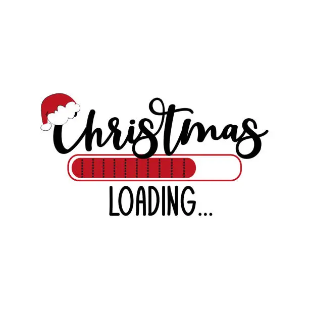 Vector illustration of Christmas loading...funny holiday symbol, with Santa's hat.