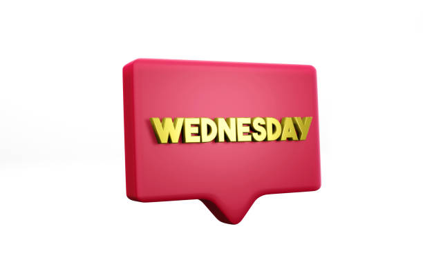 istock Gold Colored Wednesday Lettering On Red Speech Bubble. 1281095672