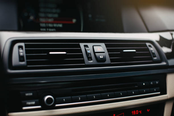 istock Air conditioner vent grill in a modern car. 1281098877