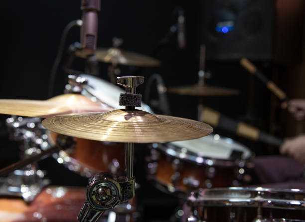 istock Cropped image of drum set. Drum kit with crash, ride, splash cymbal. 1281101521