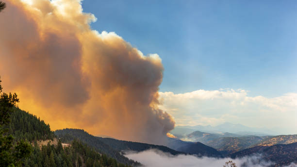 Smoke from the Left Hand Canyon Fire stock photo