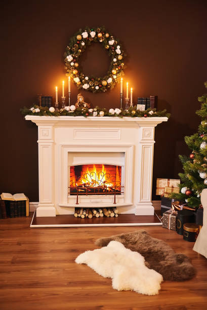 istock Traditional fireplace with lots of candles 1281103843