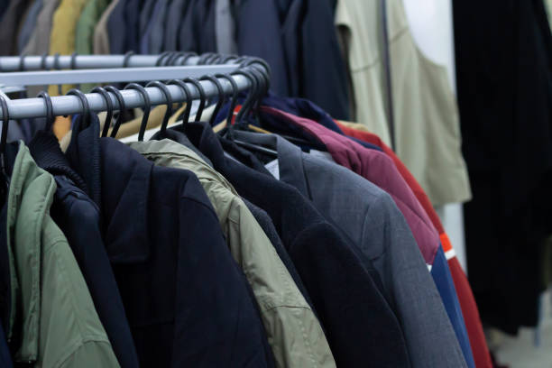istock Rack with male clothes on hangers 1281104049