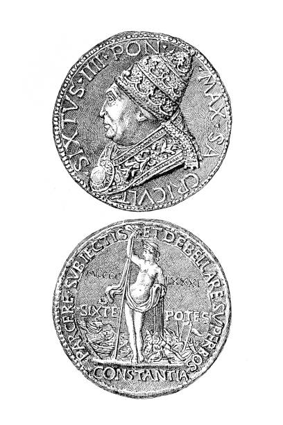 istock Medal with the portrait of Pope Sixtus IV, commemorative medallion 1281105940