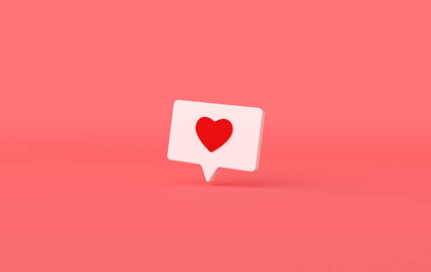 istock Like heart icon on a red, white pin 3d rendering. Social media notification. Social network symbol background. I like it! 1281107091