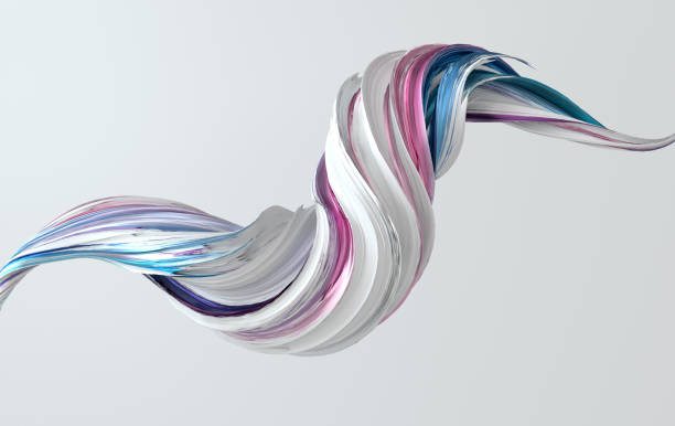 forma retorcida abstracta dinámica colorida. 3d renderizar vawe, espiral. ilustración geométrica generada por ordenador - hélice forma geométrica fotografías e imágenes de stock