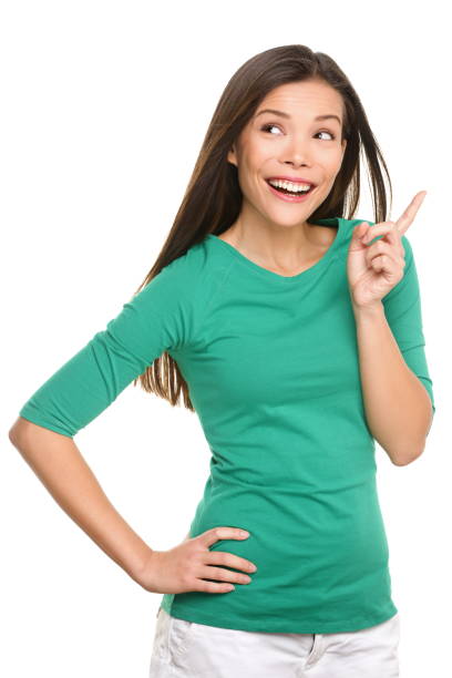 istock Woman thinking having idea - casual female eureka 1281113113
