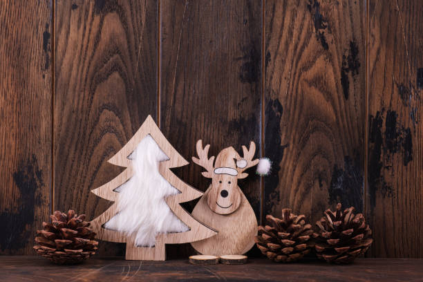 istock Christmas wooden background and decoration 1281113180
