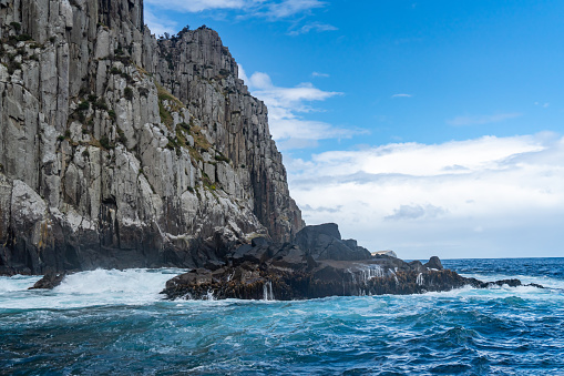 Cape Hauy, Eaglehawk Neck coastal cliff view on Tasman National Park conservation area, Port Arthur, Tasmania, Australia.