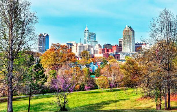 Raleigh North Carolina Skyline A perfect colorful downtown skyline of Raleigh North Carolina. university of north carolina photos stock pictures, royalty-free photos & images