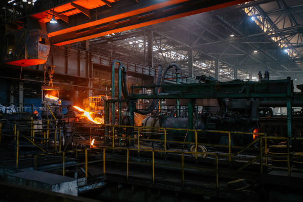 istock Iron pipe centrifugal pipe casting machine at the foundry 1281119276
