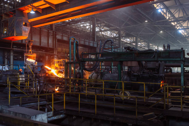 istock Iron pipe centrifugal pipe casting machine at the foundry 1281119277