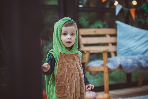 istock Baby boy in dinosaur costume 1281121562