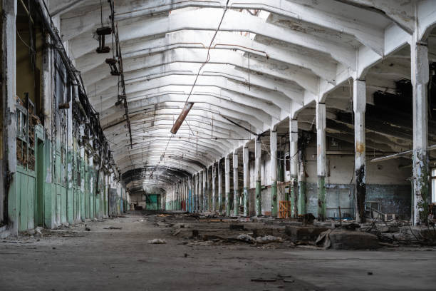Empty floor in abandoned factory