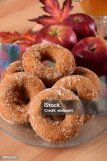 Fresh New England Apple Cider Doughnuts Stock Photo - Download Image Now - Doughnut, Hot Apple Cider, Autumn