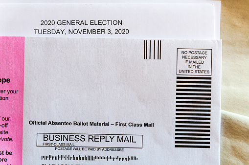 Close up of Absentee Vote envelope