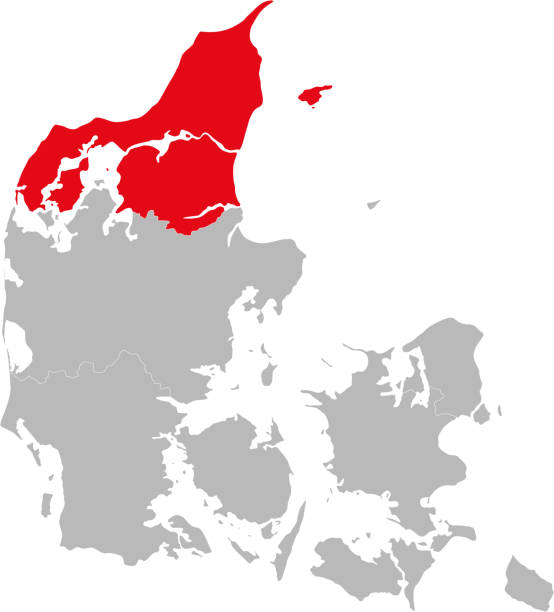 Map Of Europe Jutland Peninsula North Jutland Region Isolated On Denmark Map 