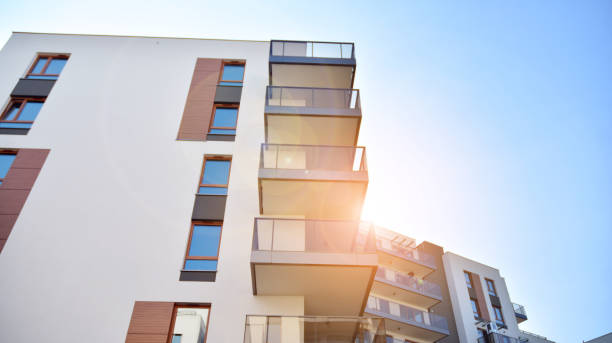 istock Architectural details of modern apartment building. 1281131317