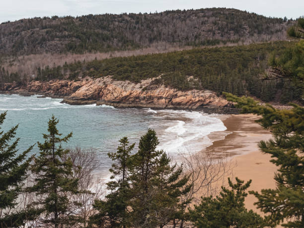 istock Scenic view of Sand Beach in Acadia. 1281131932