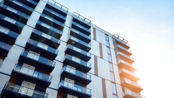 istock Architectural details of modern apartment building. 1281131997