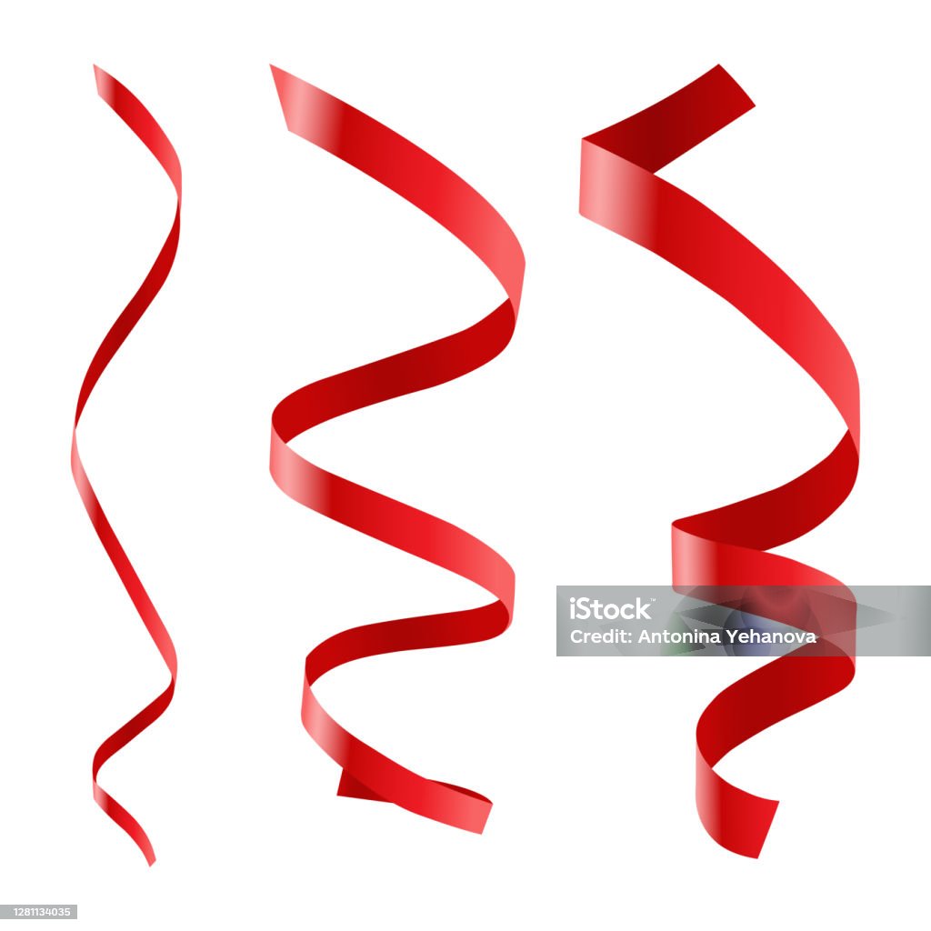 Curly Red Ribbon Line Red Curly Ribbon Stock Illustration - Download Image Now - Curve, Red ...
