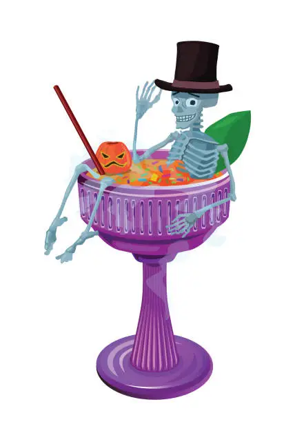 Vector illustration of Halloween Drink Skeleton Party