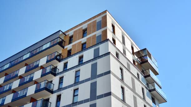 istock Architectural details of modern apartment building. 1281136036