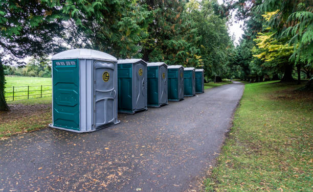 un groupe de toilettes portatives - porta potty photos et images de collection