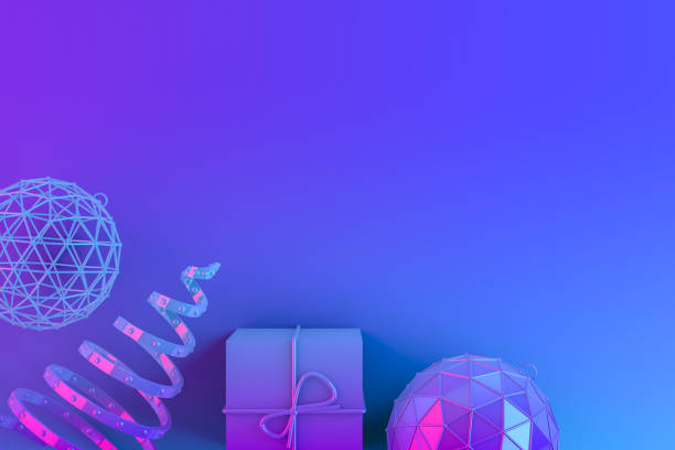 istock 3D Christmas Ornaments, New Year Concept, Neon Lighting 1281146454