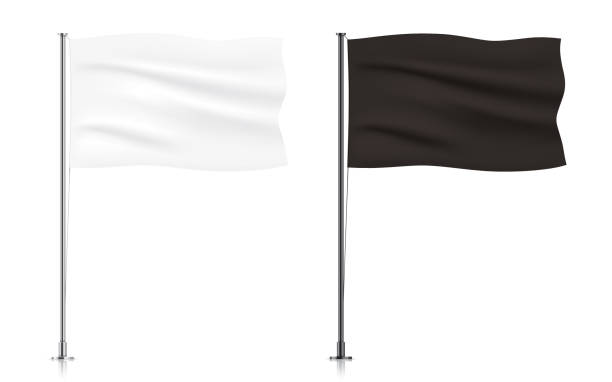 istock Set of white and black waving flag templates. 1281147940