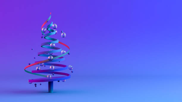 istock Christmas Tree, Neon Lighting, Minimal New Year, Christmas Concept 1281148791