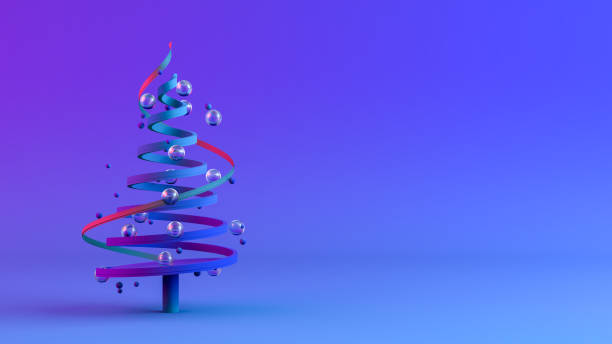 рождественская елка, неоновое освещение, минимальный новый год, рождественская концепция - pink christmas christmas ornament sphere стоковые фото и изображения
