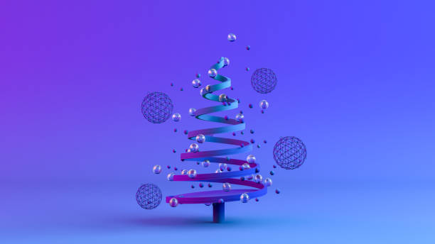 istock Christmas Tree, Neon Lighting, Minimal New Year, Christmas Concept 1281148844