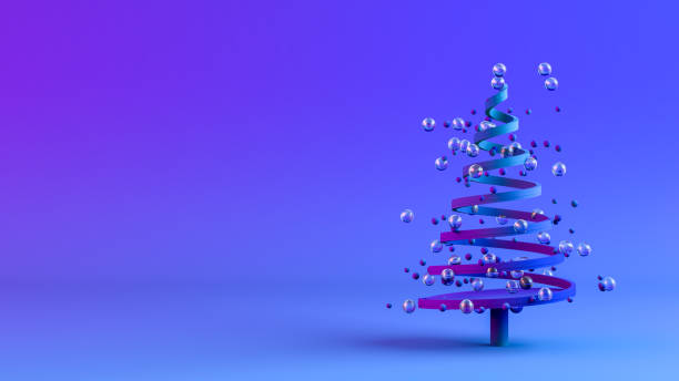 istock Christmas Tree, Neon Lighting, Minimal New Year, Christmas Concept 1281148875