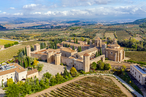 Monastery of Santa Maria de Poblet, Catalonia, Spain overview