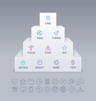 Stack of blocks with space for your copy including line icon set collection.