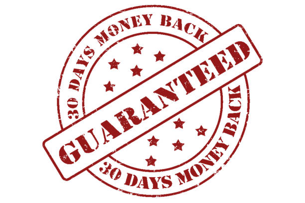 red "30 days money back 100% guaranteed" stamp - 100 percent fotos imagens e fotografias de stock