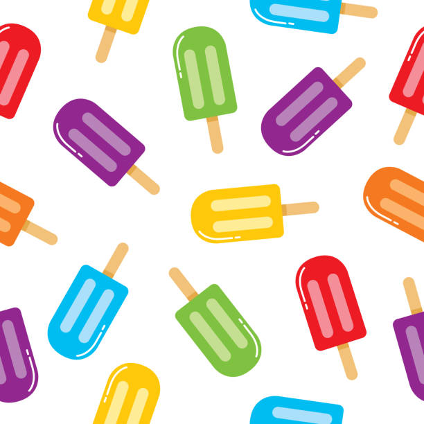 ilustrações, clipart, desenhos animados e ícones de picolés coloridos padrão sem emenda - creamsicle
