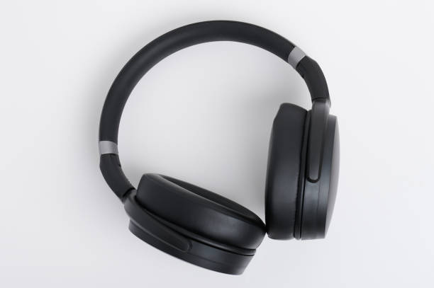 istock Black leather big headphones 1281155753