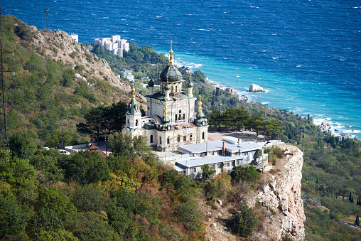 Old Church of Christ's Resurrection on cliff in Foros, Black sea coast, Crimea