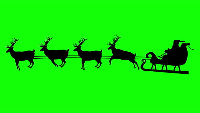 Animated Silhouette Santa's Sleigh on Green Screen